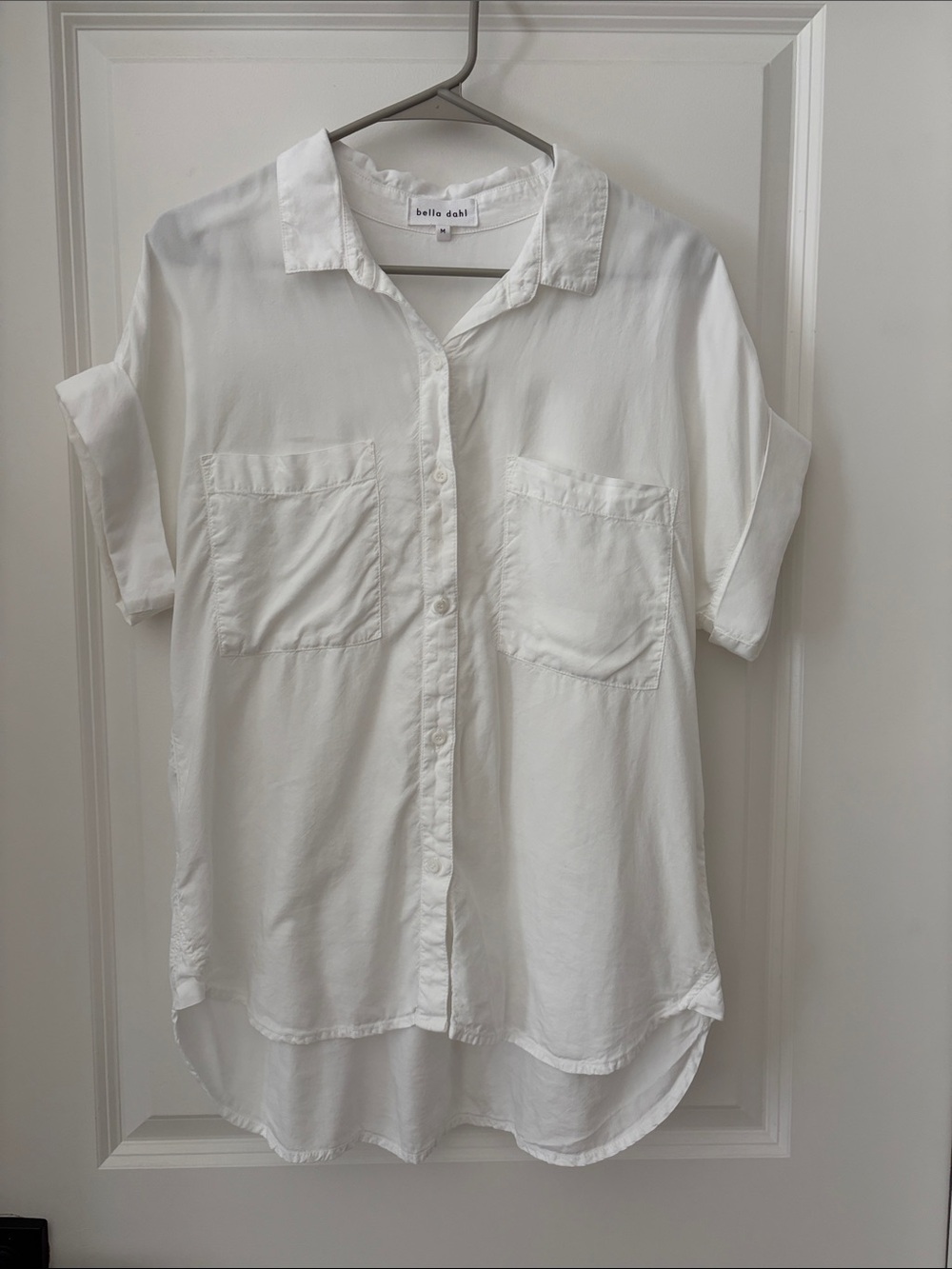 Bella Dahl White Relaxed Short-Sleeve Button-Down Shirt